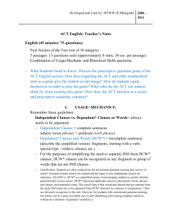 ACT English Notes - Community Unit School District 200