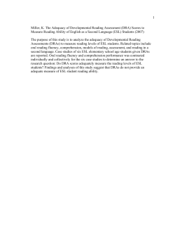 1 Miller, K. The Adequacy of Developmental Reading Assessment