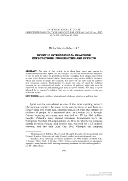 SPORT IN INTERNATIONAL RELATIONS EXPECTATIONS