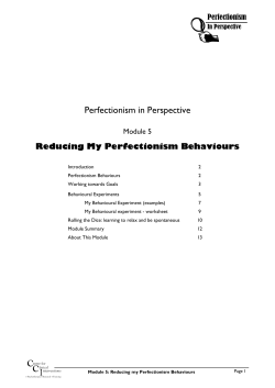 5 Reducing my Perfectionist Behaviour..