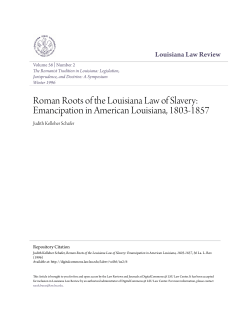 Roman Roots of the Louisiana Law of Slavery: Emancipation in