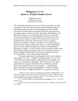 Philippians 2:5-11: Hymn or Exalted Pauline Prose?