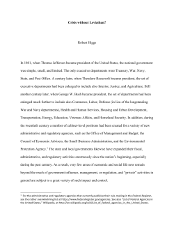 Crisis without Leviathan? Robert Higgs In 1801, when Thomas