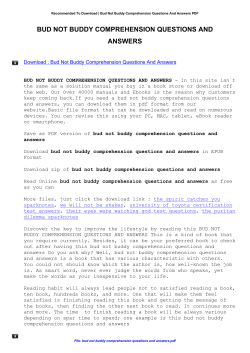 Bud Not Buddy Comprehension Questions And Answers