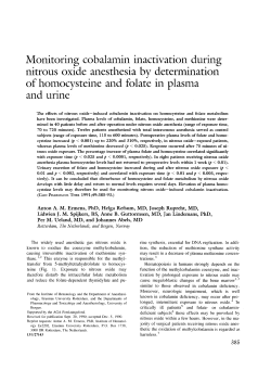 Monitoring cobalamin inactivation during nitrous oxide anesthesia
