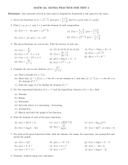 MATH 121: EXTRA PRACTICE FOR TEST 3 Disclaimer: Any