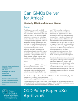 CGD Policy Paper 080 April 2016 Can GMOs Deliver for Africa?