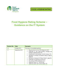 Food Hygiene Rating Scheme &ndash; Guidance on the IT System