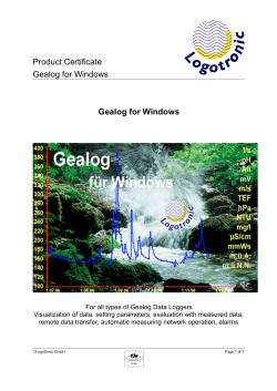 Product Certificate Gealog for Windows Gealog for
