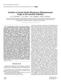 Evolution of Insular Pacific Pittosporum (Pittosporaceae): Origin of