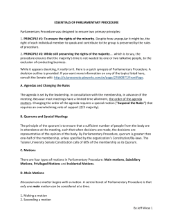 Essentials of Parliamentary Procedure