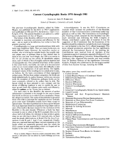Current Crystallographic Books 1970 through 1981