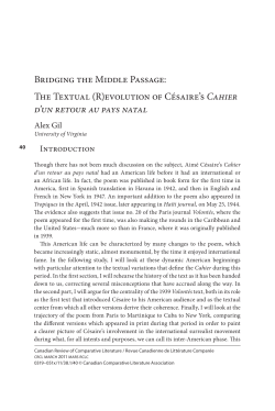 Bridging the Middle Passage: The Textual (R)evolution of C&eacute;saire`s
