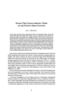 Fraud The Characteristic Crime of the Twenty