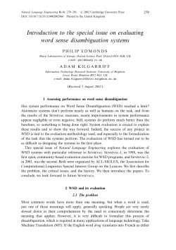 Introduction to the special issue on evaluating word sense