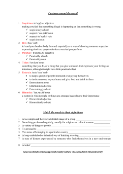 Customs around the world Match the words to their definitions