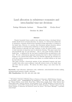 Land allocation in subsistence economies and intra
