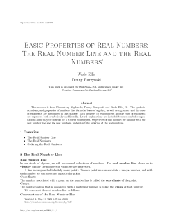 Basic Properties of Real Numbers: The Real