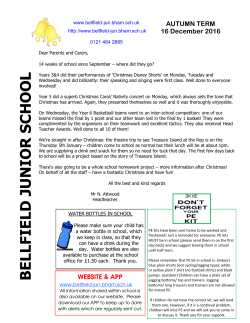 BELLF IELD JUNIOR SCHOOL AUTUMN TERM 16 December 2016
