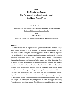 On Nourishing Peace: The Performativity of Activism through the