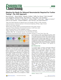 Meeting the Needs for Released Nanomaterials Required for