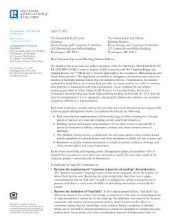 April 23, 2015 The Honorable Fred Upton Chairman