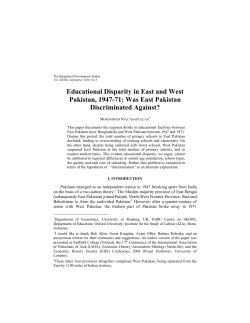 Educational Disparity in East and West Pakistan, 1947