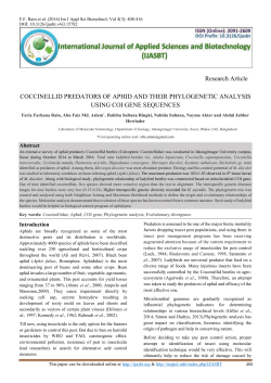 Coccinellid Predators of Aphid and Their Phylogenetic Analysis