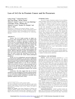 Loss of 14-3-3 in Prostate Cancer and Its Precursors