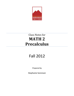 MATH 2 Precalculus Fall 2012
