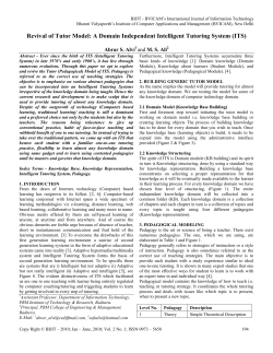 Revival of Tutor Model: A Domain Independent Intelligent Tutoring