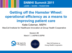 Getting off the Hamster Wheel - operational efficiency as a means to