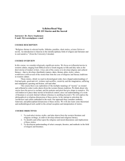 Syllabus/Road Map RE 233 Stories and the Sacred