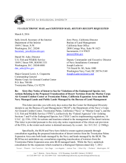 Notice of Intent - Center for Biological Diversity