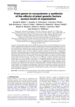 From genes to ecosystems - Philosophical Transactions of the Royal