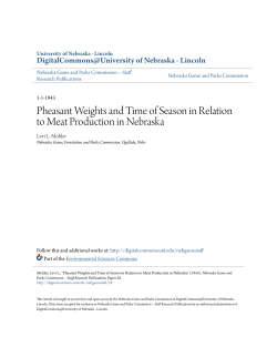 Pheasant Weights and Time of Season in Relation to Meat