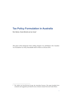 Tax Policy Formulation in Australia