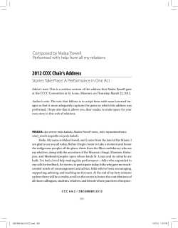 2012 CCCC Chair`s Address