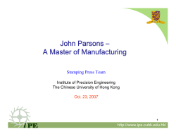 John Parsons &ndash; A Master of Manufacturing