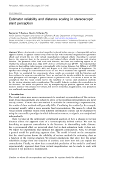Estimator reliability and distance scaling in stereoscopic slant