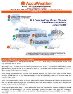 JANUARY 2016 Climate Highlights &ndash; The Month in Review