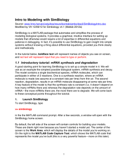 SimBiology - Control and Dynamical Systems