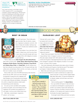 pArAdise lost best iN beAN - Center for Science in the Public Interest