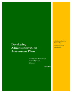 Developing Administrative Unit Assessment Plan
