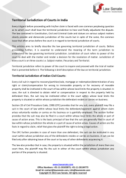 Territorial Jurisdiction of Courts in India