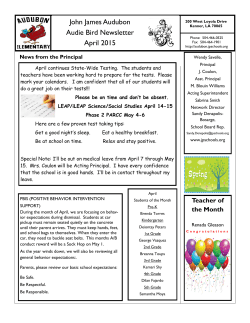 April Newsletter - John James Audubon Elementary School
