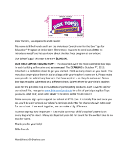 Dear Parents, Grandparents and Friends! My name is Billie French