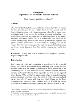 Rising Iran: Implications for the Middle East and Pakistan