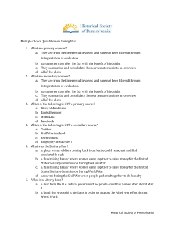 Historical Society of Pennsylvania Multiple Choice Quiz: Women