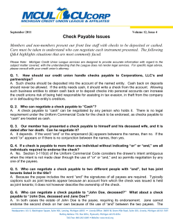 Check Payable Issues - Michigan Credit Union League